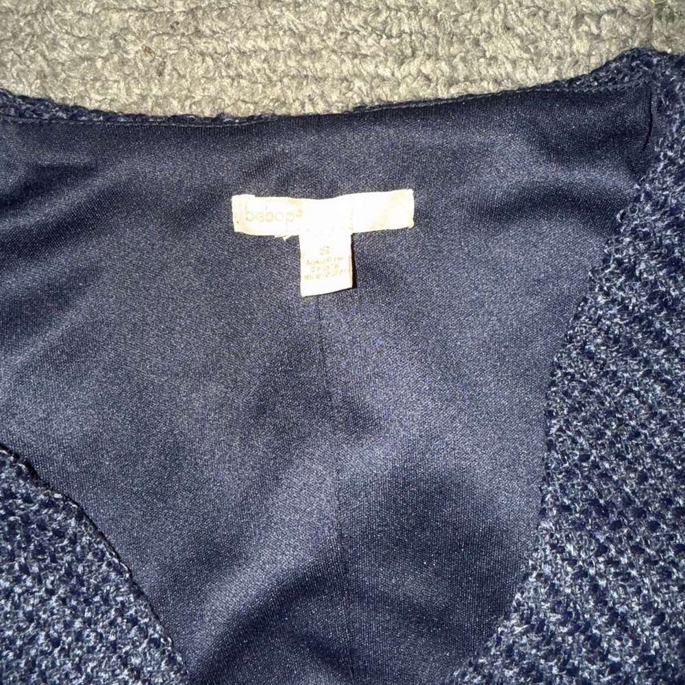 ⚠️ CLEARANCE 
BB Dakota Textured Navy Dress with Gold Accents - Picture 2 of 2